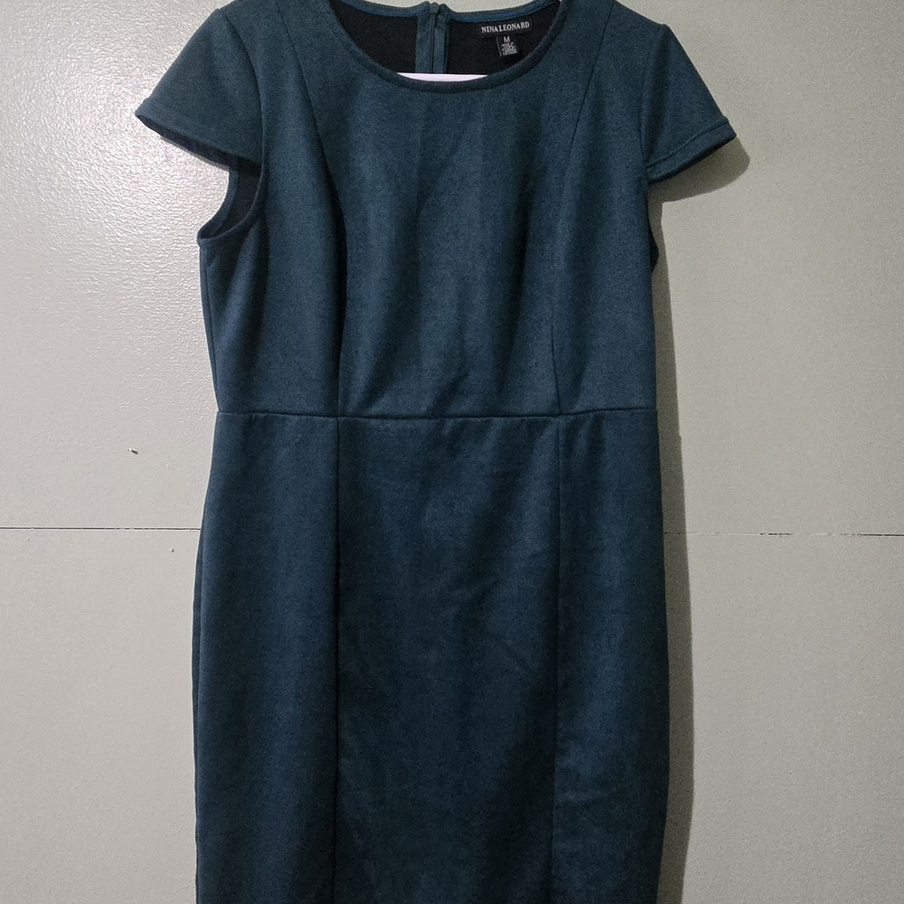 Nina Leonard Deep Teal Sheath Dress